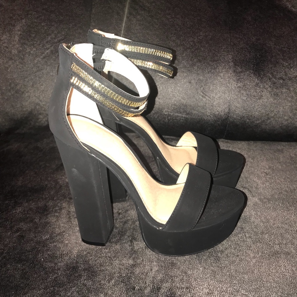 black and gold heels